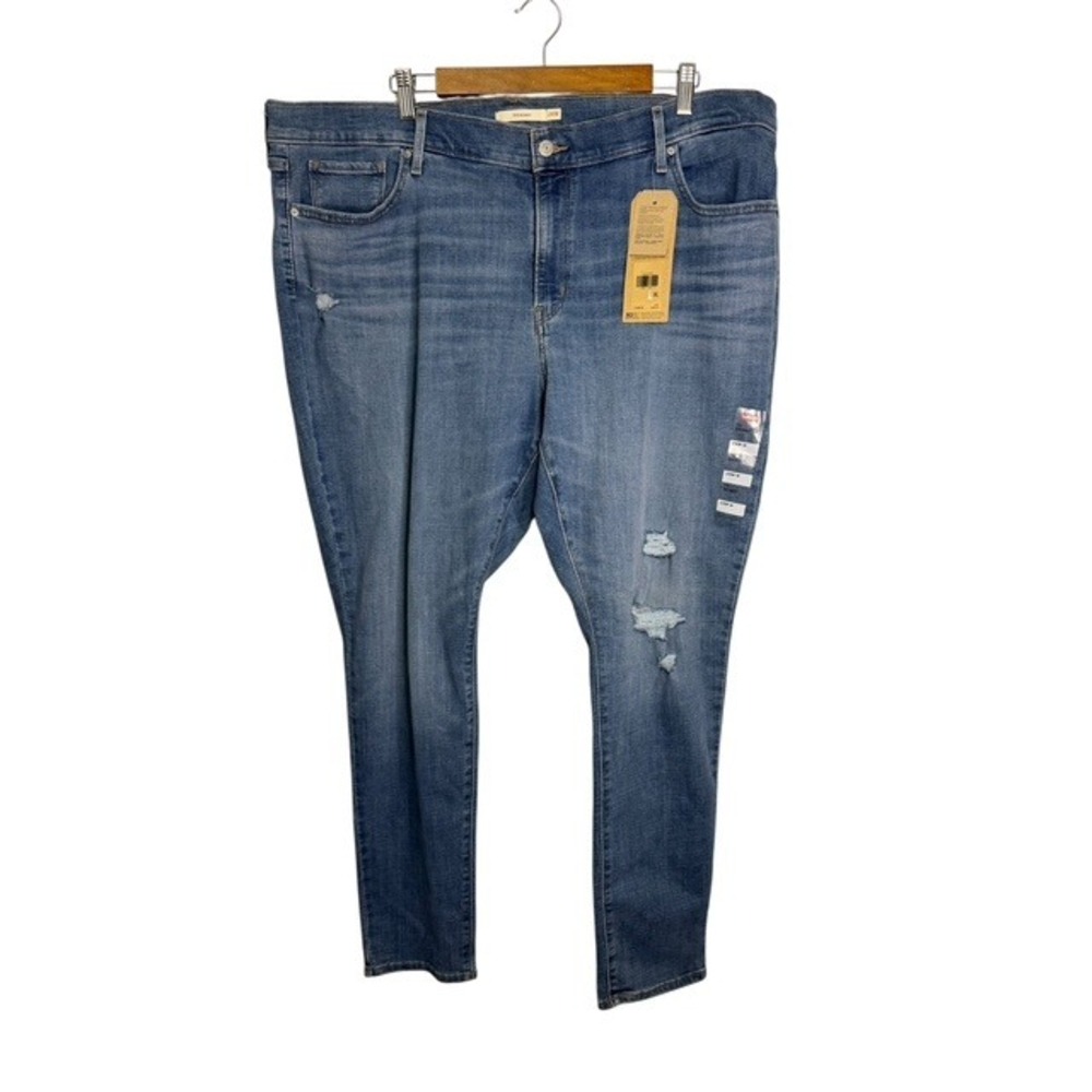 Levi's Women's 711 Blue Distressed High Rise Skinny Jeans Size 24W NWT